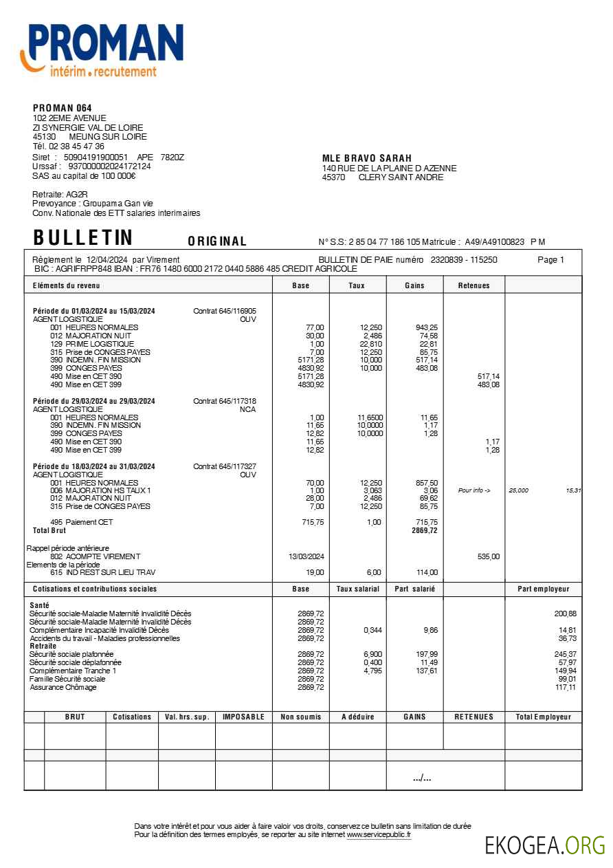 Modèle de fiche de paie de recrutement Proman aux formats Word et PDF.pdf, 1